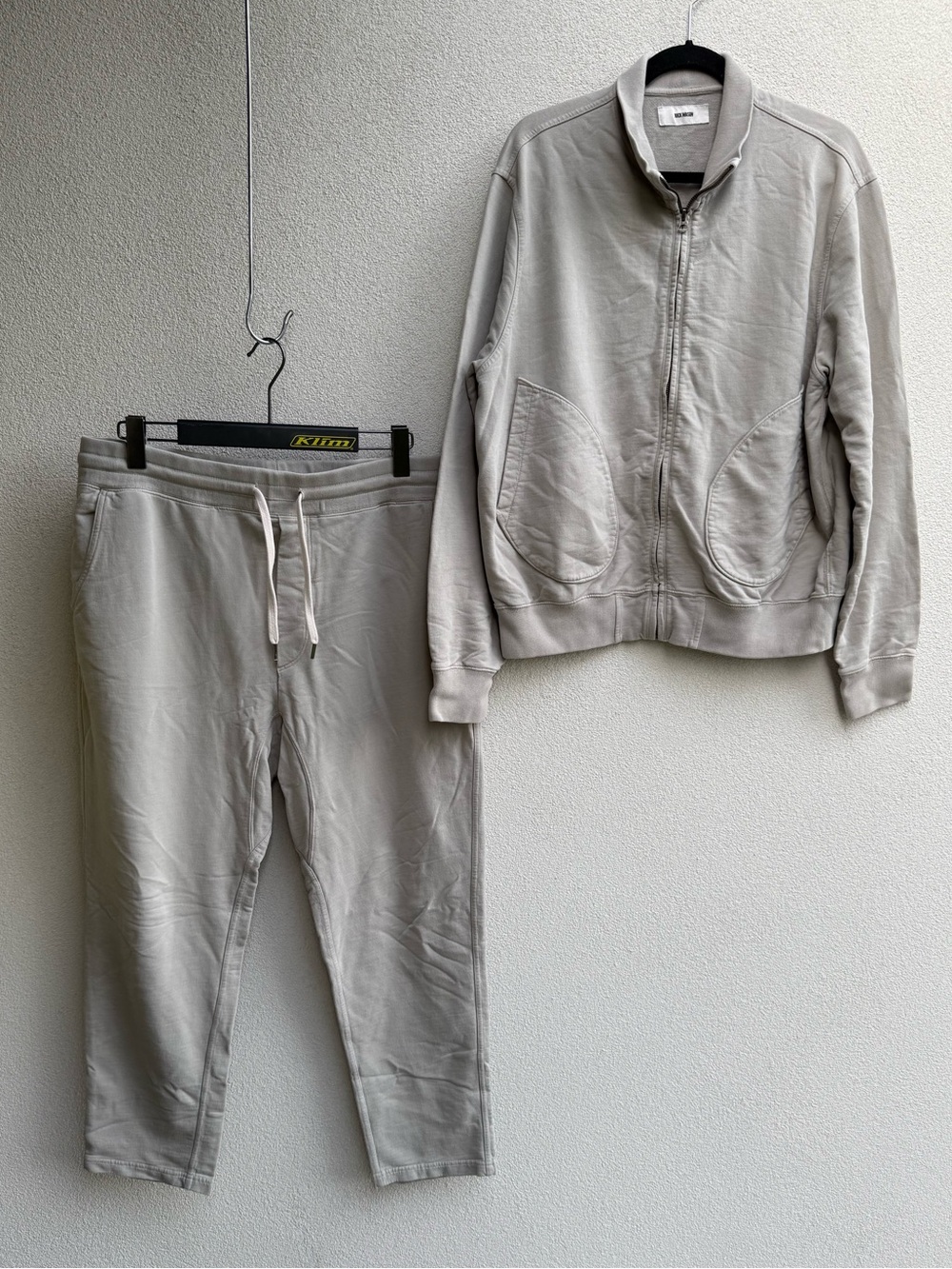 Buck Mason Mens Gray Full Zip Brushed Loopback Track Jacket Sweatpants set XL